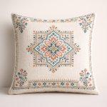 Handmade Boho Cotton Cushion Cover – Colorful Block Print - Image 2