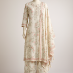 Women’s Cotton Floral Printed Kurti Palazzo Set with Dupatta - Image 2