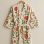Women’s Floral Printed Cotton Kimono Robe – Long Length - Image 2