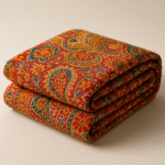 Hand Block Printed Cotton Kantha Quilt – Animal Print (Queen/King Size) - Image 3