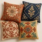 Handcrafted Indian Patchwork Pouf Cover – Embroidered Ottoman Cover - Image 3